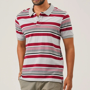 Chemise décontractée à manches courtes en piqué de coton respirant à rayures pour homme, col classique, patte de boutonnage à deux boutons, options de style polyvalentes - Product Image 6