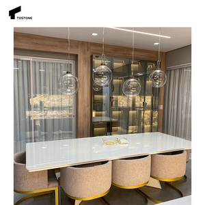 Tostone Chất lượng cao màu trắng sang trọng mờ <span class=keywords><strong>onyx</strong></span> đá cẩm thạch tự nhiên cho khách sạn biệt thự phòng khách đảo bàn thiết kế nội thất - Product Image 4