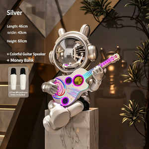Statuetta Decorativa di Astronauta Seduto su Chitarra - Pezzo Decorativo per Soggiorno, Camera <span class=keywords><strong>da</strong></span> Letto, ecc. Regalo Creativo - Con Altoparlante Bluetooth - Product Image 6