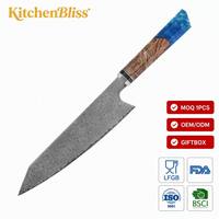 Couteau de cuisine KitchenBliss à manche octogonal en bois, acier Damas 67 couches, VG10, couteau japonais Kiritsuke pour chef cuisinier