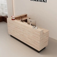 Comptoir de réception en bois massif et panneaux de particules, design moderne, éclairage LED, durable, pour magasin de vêtements pour femmes, salon de beauté, bar