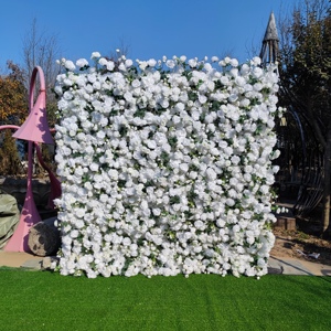 Usine bas prix gros décoration de mariage enroulable mur de fleurs artificielle de haute qualité rose blanche mur de fleurs - Product Image 1