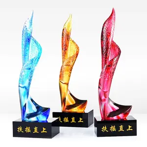 Custom Designed Home Decor Decorated Sports Awards Basketball Trophies Crystal Glass Football