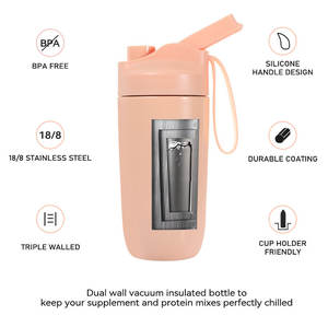 Bouteille shaker en acier inoxydable avec poignée, légère, en métal, pour la gym, le fitness, les sports de plein air, bouteille d'eau - Product Image 2