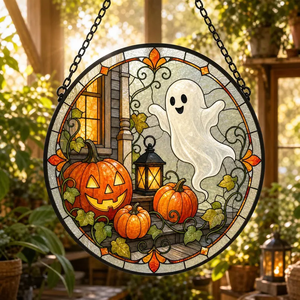 Attrape-soleil en verre teinté personnalisé pour dropshipping, impression 3D, motif fantôme et citrouille d'Halloween, style gothique et mignon, pour porche et décoration murale - Product Image 3