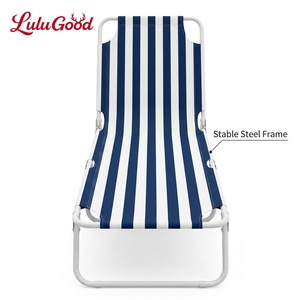 Chaise longue <span class=keywords><strong>de</strong></span> plage pliable avec imprimé homard - Chaise longue d'extérieur réglable avec rayures bleues et blanches - Chaise longue portable - Product Image 4