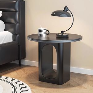 Minimalist Round Side <b>Table</b> Black Metal Base Living Room Bedroom Study Modern <b>Coffee</b> <b>Table</b> <b>Small</b> End <b>Table</b> For Home Use - Product Image 3