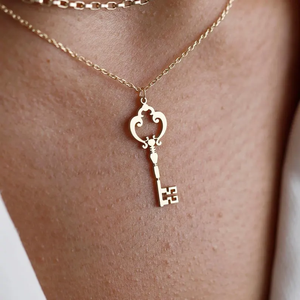 Collar de llave de acero inoxidable de 316 L, collares delicados de joyería delicada de lujo, collar de llave de oro de 18 quilates de Venta caliente - Product Image 4