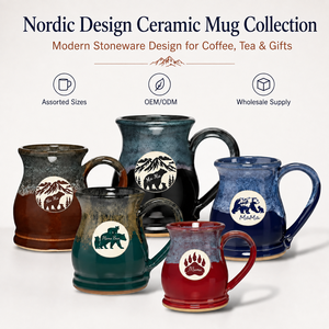 Tazza in ceramica con smalto reattivo personalizzato di alta qualità 400/500ml capacità nordica Design moderno stile gres - Product Image 1