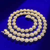 Joyería de Hip Hop Ice Out 5A Zircon Diamond Chapado en oro 925 Collar de cadena de tenis de plata esterlina para unisex