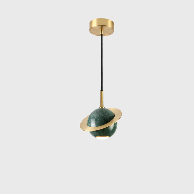 Modern Creativity Planet Globe Shape Pendant Light LED Hanging Lamp Fixture Individuality Marble Base Indoor Ceiling Lighting