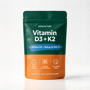 Tabletas de Vitamina D3 K2 OEM 4000 UI D3 100 mcg K2 MK-7, Suplemento Dietético para la Salud Ósea y el Apoyo Inmunológico, 120 Tabletas - Product Image 1