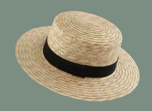 Sombreros De Paja Flat Round Top Sunshade Sun <b>Hats</b> Wide Brim Wheat Straw Boater Beach <b>Hat</b> for <b>Summer</b> Promotional Gifts - Product Image 3