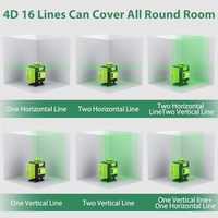 Niveau laser vert à 360 ° à nivellement automatique 4D de qualité industrielle avec télécommande 2 piles