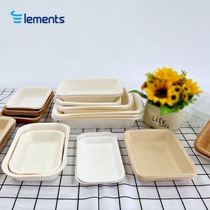 Kraft Paper Fresh Tray Serving Paper Plates Disposable Takeaway Large Fruit Waterproof Tray Paper