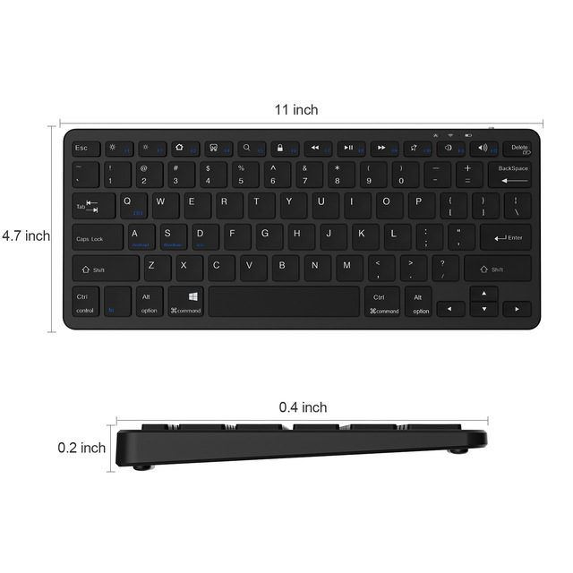Slim Portable 11 Inch 78 Keys Black White Tablet Rechargeable Wireless Keyboard for Ipad for Samsung S8