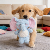 Jouet en peluche pour chien en forme d'éléphant à grandes oreilles, mignon et couineur, durable et résistant à la mastication, pour chiots et chiens, soulagement de la monotonie et de la poussée dentaire