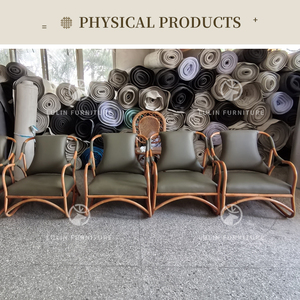 Sillón Boho de Ratán Natural, Silla de Salón con Acentos Costeros y Cojín de Cuero para Interiores y Exteriores, Sala de Estar, Comedor, Villa <span class=keywords><strong>AU</strong></span> - Product Image 5