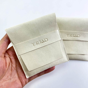 Custom Logo pacchetto di gioielli scatola e borsa in finta pelle scamosciata busta con inserto in microfibra gioielli sacchetto di imballaggio con patta - Product Image 4