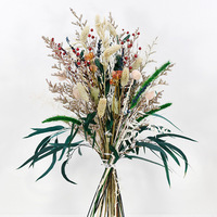 Bouquet de fleurs séchées naturelles Arrangements de fleurs véritables avec eucalyptus séché, coton, pomme de pin, graine de lotus pour mariage à la maison