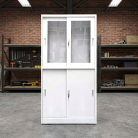 Armoire de bureau moderne à 2 portes coulissantes en verre, armoire de rangement en acier avec serrure pour l'école, l'hôpital, la maison, décoration