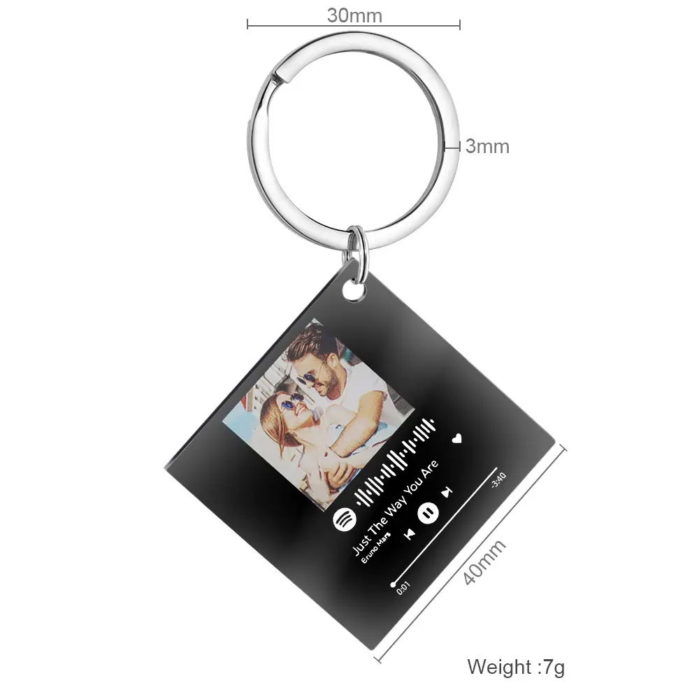 Mengjiqihp — porte-clé imprimé personnalisable, en acrylique, avec cadre, Plaque à Code Scannable, OEM