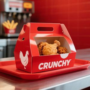 Boîte à emporter personnalisée avec logo, résistante à l'huile, pour restaurants, emballage pour hamburgers, frites, livraison, poulet frit - Product Image 3