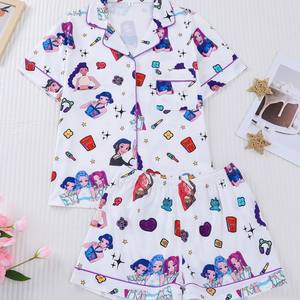 ชุดนอนแฟชั่นลำลองสไตล์เกาหลีสำหรับผู้หญิง ลาย K-Pop Demon Hunters แขนสั้นและกางเกงขาสั้น ชุดนอนเด็กสำหรับใส่ที่บ้าน ขายส่ง - Product Image 1
