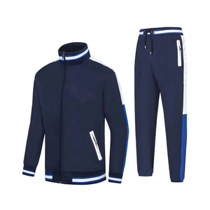 Conjunto deportivo de chándal para hombre, con cremallera completa en la parte superior e inferior, para gimnasio, atletismo, entrenamiento y correr. - Product Image 1