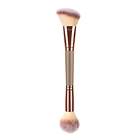 Ensemble de pinceaux de maquillage double-embout en nylon pour surligneur, contour, fond de teint et anticernes, poils doux, manche en plastique portable pour application par points