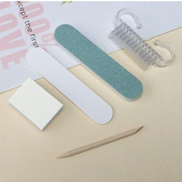 Kit de soin des ongles : Lime à ongles en bois, Bande de polissage, Bâtonnet en bois, Brosse à ongles, Bloc éponge nettoyant – Ensemble de 5 pièces
