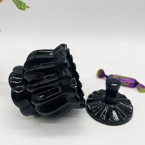 Decorazioni per la casa ristorante Coffee Bar Decor <span class=keywords><strong>elegante</strong></span> portagioie in cristallo di vetro nero <span class=keywords><strong>zuccheriera</strong></span> con coperchio - Product Image 4