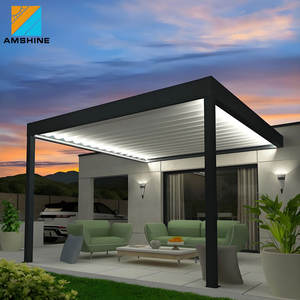 Pérgola de Lujo para Exteriores, Impermeable, con Techo de Aluminio y Persianas, con Cortinas Eléctricas para Privacidad - Product Image 2