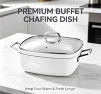 Plat à chafing carré blanc, chauffe-plats pour buffet à bain-marie et vapeur, idéal pour hôtels, restaurants, traiteurs, banquets et fêtes