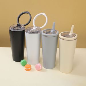 Arrival Customized 24Oz Stainless Steel Thermos Cup Ring Handle Office Foldable <b>Straw</b> Modern Vacuum Tumbler Wholesale New - Product Image 5