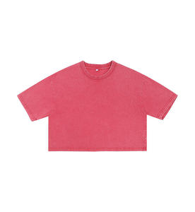 Camiseta Corta de Algodón con Logotipo Personalizado, Estilo Vintage Lavado al Ácido, para Mujer, Sexy, a la Moda, Ropa Urbana - Product Image 6