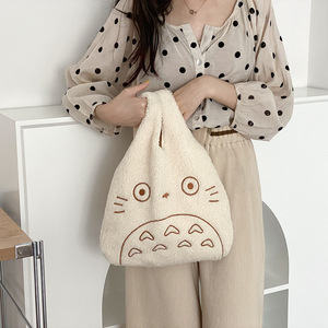 Cartoon <strong>Totoro</strong> Embroidery Lamb Fabric Handbag for Women Girls Japan INS Shoulder <strong>Bag</strong> Tote <strong>Bag</strong> Soft Fur Shopper <strong>Bag</strong> - Product Image 6