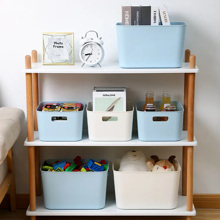 Caja de plástico para almacenamiento de alimentos, organizador multifuncional cuadrado pequeño de diseño blanco para cocina, contenedor de plástico sin tapa