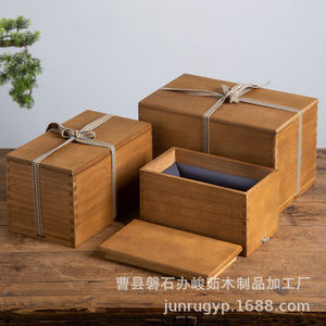 Caja rectangular de madera de Paulownia hecha a mano para regalo, con cierre de cuerda en la parte superior e inferior. - Product Image 3