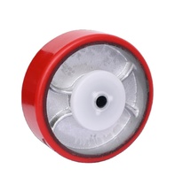 Roulettes en PU de 4 pouces, pivotantes, plaque supérieure filetée, tige filetée, roulettes pour l'industrie automobile, moyenne et lourde capacité, noyau en acier