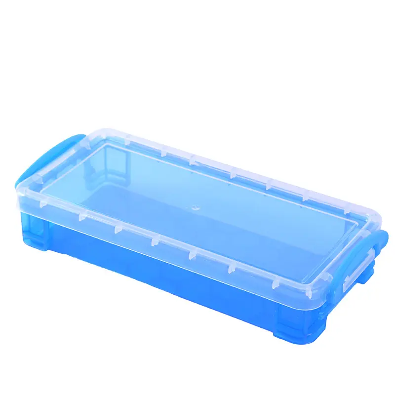 Plástico Transparente Papelaria Storage Box Logo Grande Capacidade Arte Personalizada Estudante Crianças Simples Lápis Caso