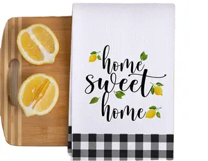 wholesale microfiber summer kitchen towel with lemons citrus fruit lemon and orange flour sack towel gift for cook
