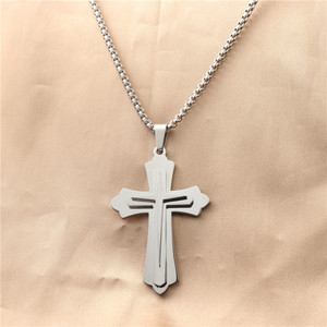 Stainless Steel <b>Cross</b> Pendant Necklace Men's Geometric Design Gift Jewelry 12064 - Product Image 1
