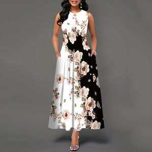 Nouvelle arrivée <span class=keywords><strong>Robe</strong></span> longue sans manches Jupe imprimée de positionnement pour femmes <span class=keywords><strong>Robe</strong></span> longue vintage bohème - Product Image 6