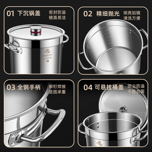 Eudon 304 Stainless Steel Soup <b>Pot</b> 11L <b>Large</b> Capacity With Lid Commercial Kitchen Use - Product Image 1