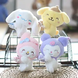 Lovely Cartoon Kuromi Melody Cinnamoroll Purin Dog 3D Plush Toys Car Key Accessories Keychain Custom Doll Stuffed Toy Key Chain