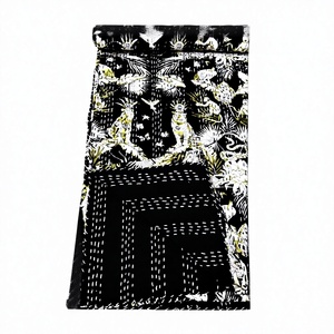 Couvre-lit Kantha vintage en coton 100% écologique, brodé à la main, style bohème, noir et blanc, décoration intérieure, toutes saisons - Product Image 1