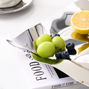 304 Stainless Steel Creative Irregular <b>Snack</b> & Fruit Tray, High-End Wavy Decorative Fruit <b>Plate</b> for Living Room Coffee Table - Product Image 2