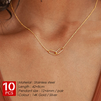 eManco 10PCS Collier délicat en acier inoxydable à double maillon avec nœud ovale entrelacé pour femme, idéal pour le bureau et les tenues quotidiennes