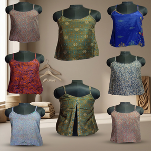 <b>Vintage</b> Open-<b>Top</b> Women's Bohemian <b>Tank</b> <b>Top</b> V-Neck Short Length Anti-shrink Digital Printing Trendy Knitted Silk/Rayon Ribbons - Product Image 3